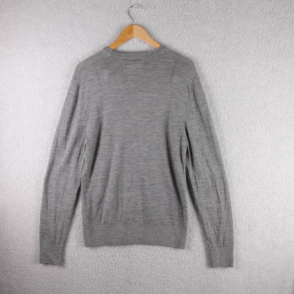 AllSaints Mode Merino Crew Jumper Sweater Mens XL Grey Slim‎ Fit Pullover MK129D - Picture 2 of 8